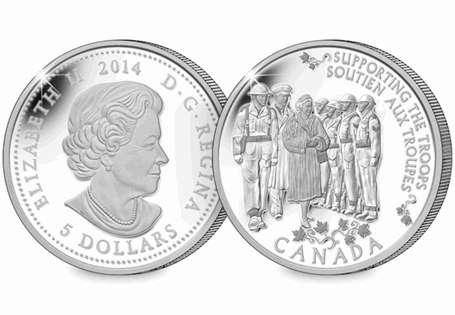 Issued by the Royal Canadian Mint to celebrate the UK's longest reigning monarch, QEII, this 99.99% Fine Silver Coin shows the Princess performing Royal Duties to to support our troops. EL: 15,000.