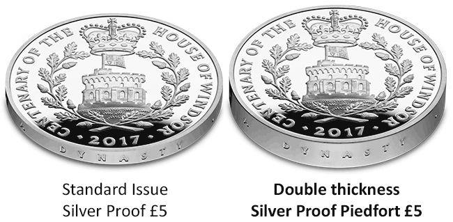 UK 2017 House of Windsor Silver Piedfort Coin Comparison