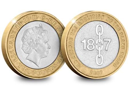Issued in 2007 to commemorate the 200th anniversary of the Abolition of the Slave Trade across the British Empire. Uncirculated quality