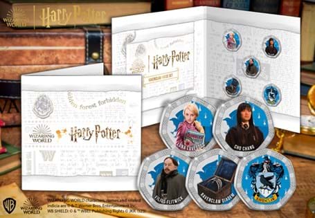 Officially licensed by Warner Bros. Consumer Products, this commemorative set features stunning colour design of notable Ravenclaw members alongside the Ravenclaw Crest and The Ravenclaw Diadem.