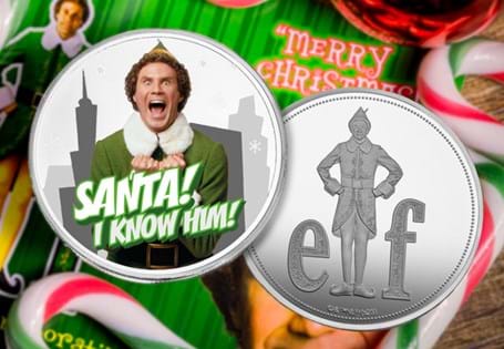 The Elf Silver-plated Christmas Commemorative features Buddy the Elf with the famous line from the movie, 'Santa! I know him!'. Arriving in a custom presentation case with Certificate of Authenticity.