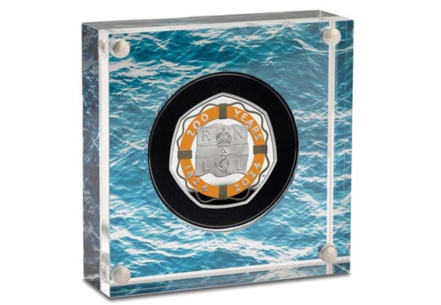 458R RNLI Silver 50P Coin In Acrylic Presentation Stand