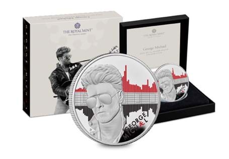This UK 2024 1oz Silver coin has been released by The Royal Mint to celebrate the musical achievements of George Michael as part of the Music Legends coin series.