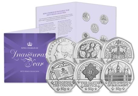 Officially authorised for release by King Charles III. The Inaugural Year 50p Coin Set is now available for £37.50. Own the latest royalty 50p coins. 