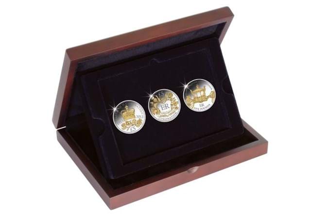 Deluxe Wooden Display Case for 3 Crowns