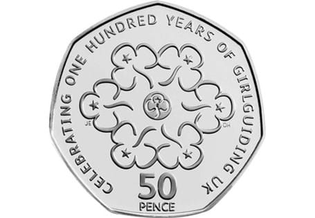 Issued in 2010, this 50p commemorates 100 years of Girlguiding - the organisation was formed by Agnes Baden-Powell in 1910 alongside the Scoutingmovement.