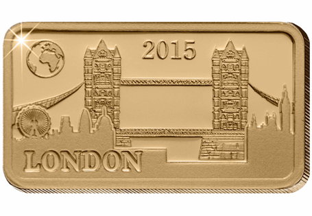 This 999/1000 gold coin-bar features the iconic London landmark Tower Bridge. Struck to a proof finish weighing 1g with a $10 denomination. 