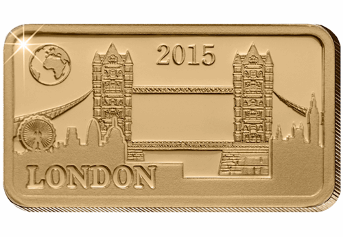 London Tower Bridge Gold Coin Bar Reverse