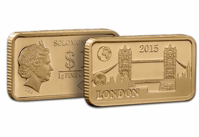 London Tower Bridge Gold Coin Bar Both Sides