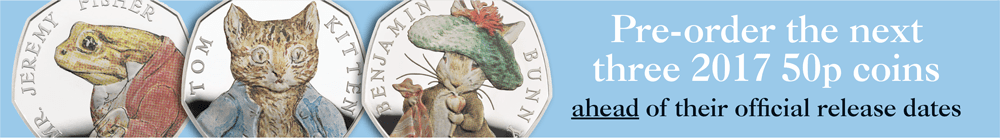 2017 Beatrix Potter 50p Silver Proof Coin Banner