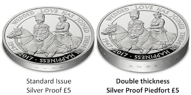 The Platinum Wedding UK Silver Proof Piedfort Comparison
