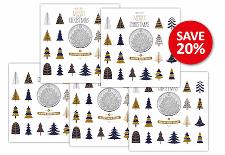 The Christmas Tree 2017 £5 Coin features an engraving of a traditional Christmas tree and is presented in a beautiful Change Checker Christmas Card with envelope.  