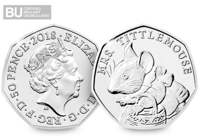 2018 UK Mrs Tittlemouse CERTIFIED BU 50p