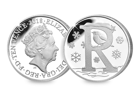 This Silver 10p has been struck by The Royal Mint to celebrate Great Britain. It features the letter 'R' and represents a robin. This 10p comes presented in an acrylic block.