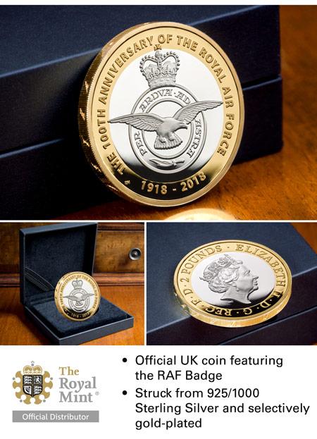 UK 2018 RAF 100Th Badge Silver Proof Two Pound Coin Landing Page Image Desktop