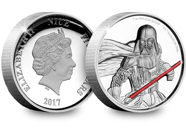 Star Wars 2017 Darth Vader Ultra High Relief 2Oz Silver Proof Coin Obverse Reverse