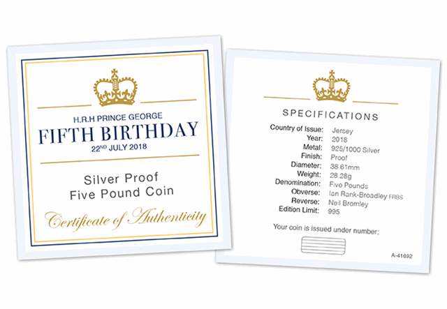 Prince George Fifth Birthday Coin Web Images Certificate 1