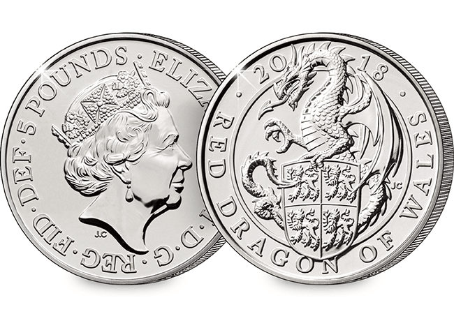 2018 Red Dragon of Wales BU £5 Coin