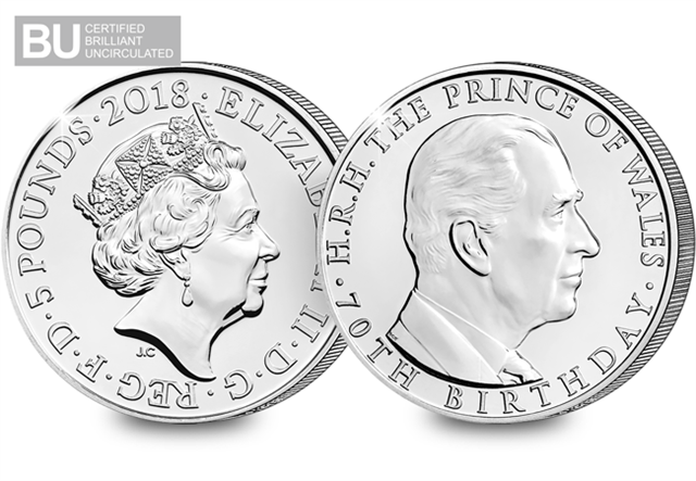 70th-Birthday-of-the-Prince-of-Wales-2018-UK-£5-BU-obverse-reverse