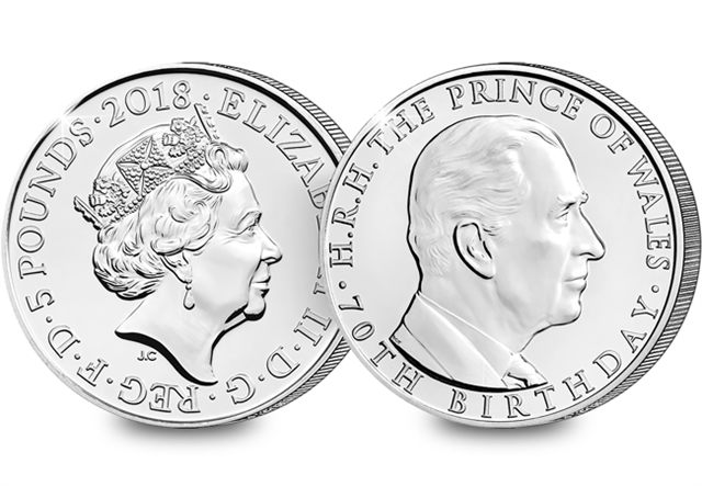 70th-Birthday-of-the-Prince-of-Wales-2018-UK-£5-BU-obverse-reverse-2