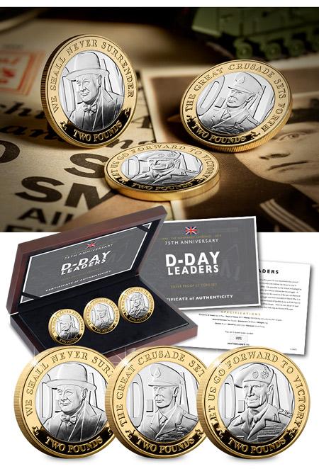 D Day 75Th Leaders Iom Silver Proof Two Pound Coin Set Landing Page Image Desktop