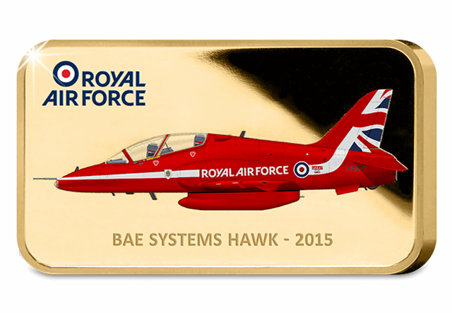 Front of the Red Arrows 2015 Tailfin Gold-Plated Ingot
