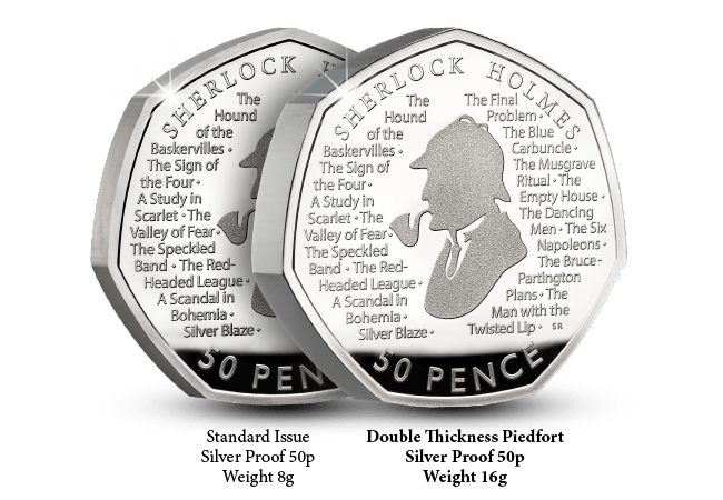 UK 2019 Sherlock Holmes 50p Silver Proof Piedfort Coin