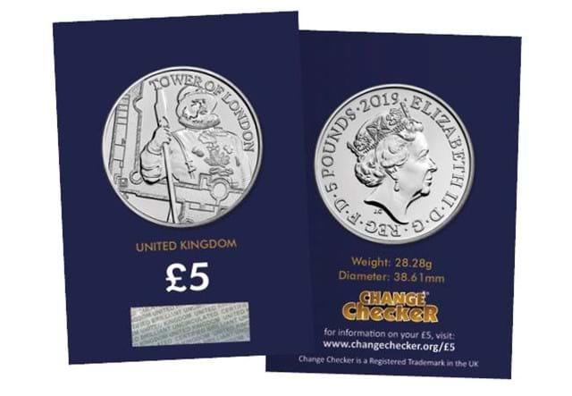 Yeoman Warders CERTIFIED BU £5 Reverse and Obverse in Change Checker Pack