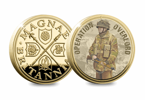 D-Day Forces Gold-Plated Commemorative Obverse and Reverse