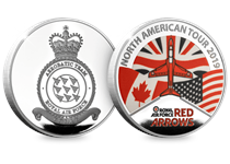 To mark the Red Arrows North America tour, a brand new medal has been issued which has been fully approved by the Red Arrows and RAF. The medal is silver-plated with an EL of 1,000.