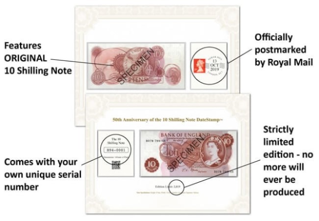 10 Shilling Note 50th Anniversary Datestamp