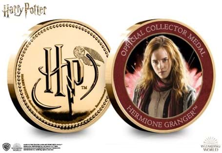 This official Harry Potter medal features on the reverse a full colour image of Hermione Granger. The obverse features the Harry Potter logo.