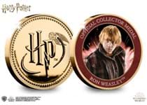 This official Harry Potter medal features on the reverse a full colour image of Ron Weasley. The obverse features the Harry Potter logo.
