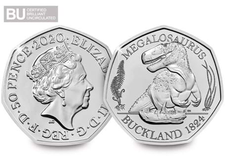 This 50p is the first coin in The Royal Mint's Dinosauria 50p series. It features a design of the Megalosaurus Rex on it's reverse. 