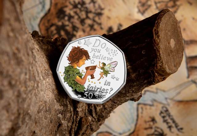 The 2020 Official Peter Pan Silver Proof 50p Reverse on tree branch