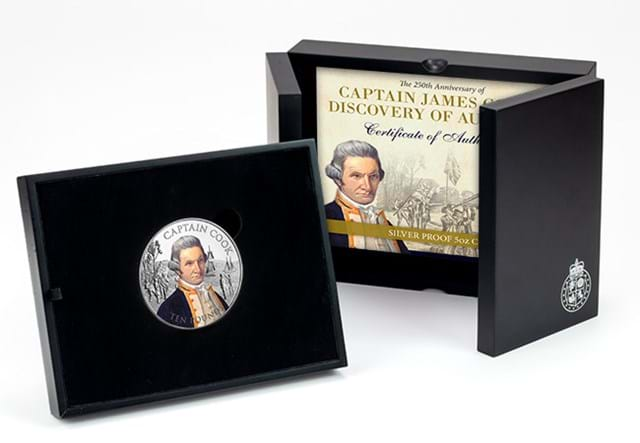 2020 Captain Cook 5oz Silver Proof with Colour in Box