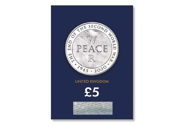 75th Anniversary of the End of the Second World War 2020 UK 5 Brilliant Uncirculated Coin reverse in Change Checker packaging