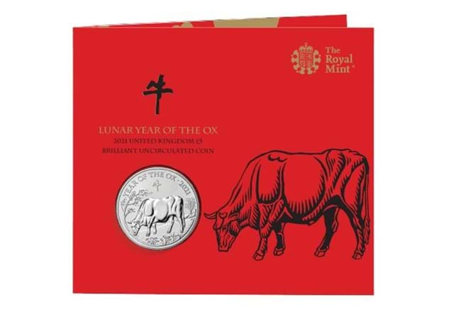 UK 2021 Lunar Year of the Ox £5 BU Pack front of pack