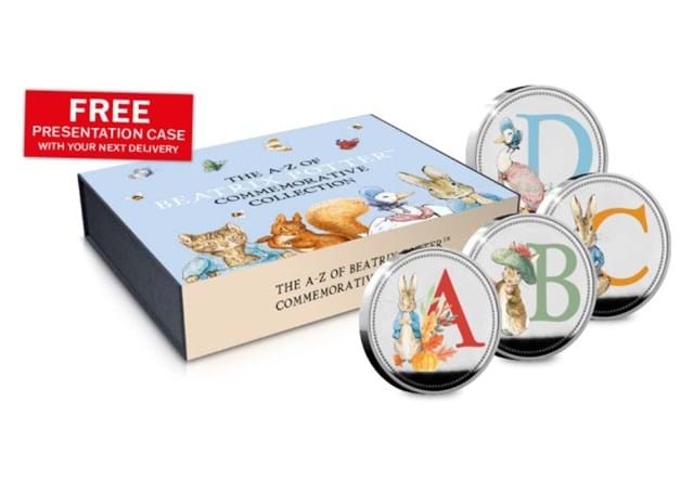 Official A-Z Beatrix Potter Commemoratives FREE Presentation Case with your next delivery sticker