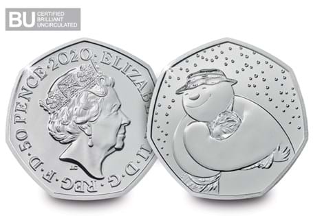Own the 2020 UK Snowman™ CERTIFIED BU 50p, protectively encapsulated in Change Checker packaging.