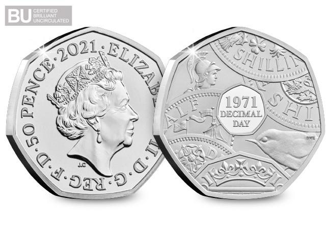 2021 UK Decimal Day CERTIFIED BU 50p