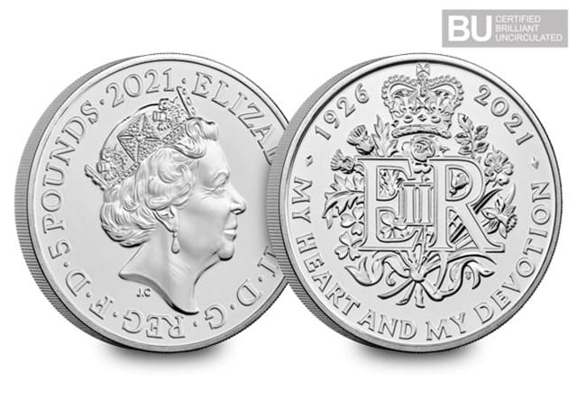 2021 UK Queen Elizabeth II 95th Birthday BU £5 both sides with BU logo