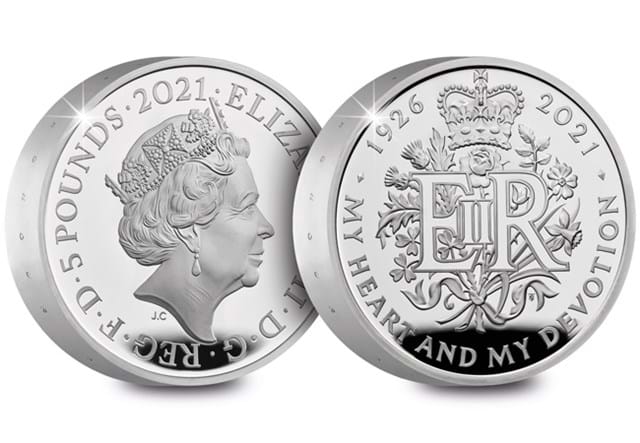 UK 2021 Queen's 95th Birthday Silver Piedfort £5 both sides