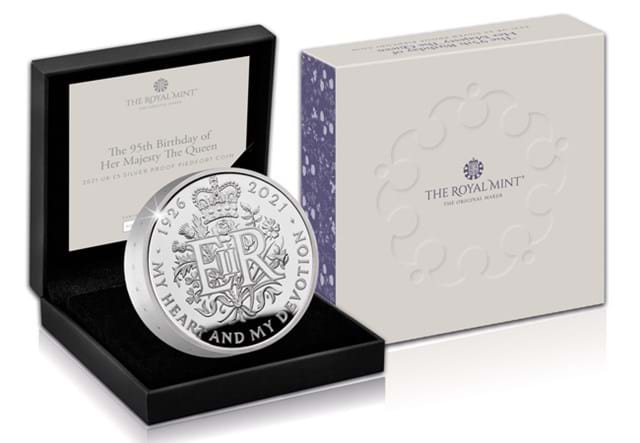 UK 2021 Queen's 95th Birthday Silver Piedfort £5 with packaging