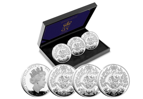 This set brings together three Silver Proof coins issued by Jersey, Guernsey and the Isle of Man. Each features a design specially commissioned to mark this milestone occasion.