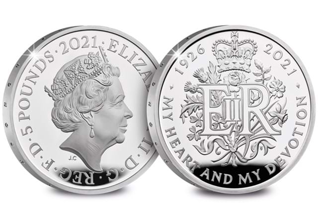 The-Queen-Elizabeth-II-95th-Silver-Coin-Cover-Product-Images-5-Pound-Coin-Obverse-Reverse.jpg