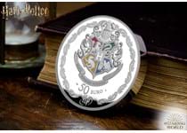 This Harry Potter 5oz coin released by Monnaie de Paris in 2021 features the iconic trio - Ron, Harry and Hermione. With the reverse featuring a full colour Hogwarts Crest. Proof .999 5oz Silver.
