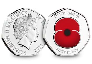 The RBL Centenary BU Colour 50p Pair 2021 Obverse and Reverse