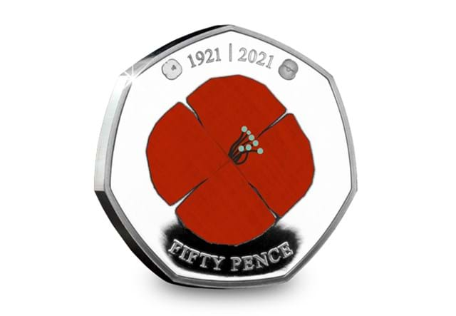 RBL Centenary Heritage Poppy Silver 50p Reverse