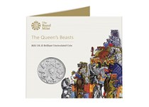 This BU Pack contains the official Queen's Beasts £5 coin issued by The Royal Mint. It is struck to Brilliant Uncirculated quality and comes in its original presentation pack from The Royal Mint.